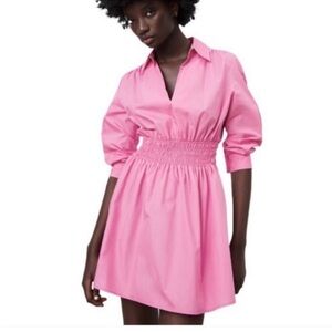 New Zara Pink Dress Long Sleeve Flare Spring Easter